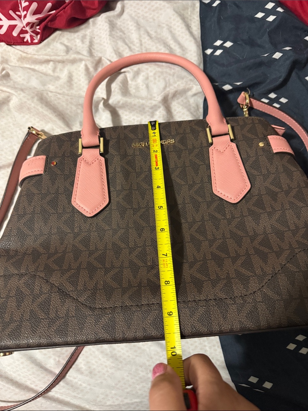 Michael Kors Brown Signature Satchel with Pink Trim - Picture 11 of 11